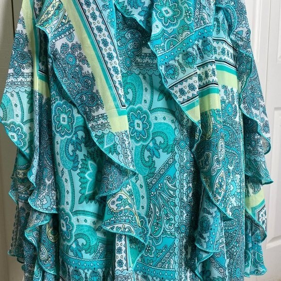 ROBBIE BEE Paisley Chiffon Ruffle Midi Dress Size 12 - Picture 6 of 13